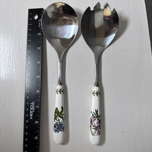 Portmeirion Botanic Garden Set of 2 Salad Servers Flowers Butterfly Utensils - Picture 9 of 14